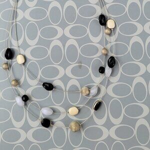 Croft & Barrow Black & white multi-layered necklace and matching earrings